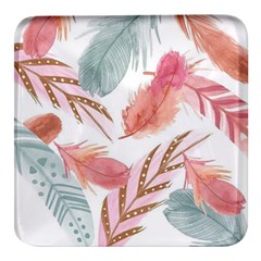 Feathers, Boho, Cute, Feather, Pastel Square Glass Fridge Magnet (4 Pack) by kyorashop23