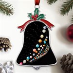 Ballons Night Party Metal Holly Leaf Bell Ornament Front