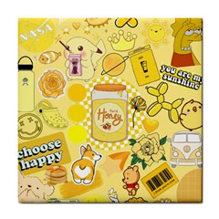 Marillo Pastel Zkt, Aesthetic, Stickers, Yellow Tile Coaster by kyorashop23