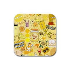 Marillo Pastel Zkt, Aesthetic, Stickers, Yellow Rubber Coaster (square) by kyorashop23