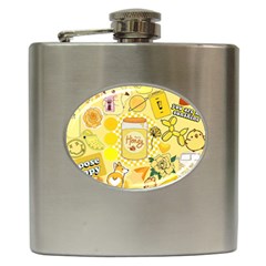 Marillo Pastel Zkt, Aesthetic, Stickers, Yellow Hip Flask (6 Oz) by kyorashop23