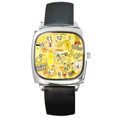 Marillo Pastel Zkt, Aesthetic, Stickers, Yellow Square Metal Watch by kyorashop23