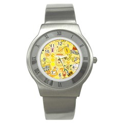 Marillo Pastel Zkt, Aesthetic, Stickers, Yellow Stainless Steel Watch by kyorashop23