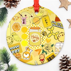 Marillo Pastel Zkt, Aesthetic, Stickers, Yellow Round Ornament (two Sides)