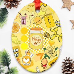 Marillo Pastel Zkt, Aesthetic, Stickers, Yellow Oval Ornament (two Sides)