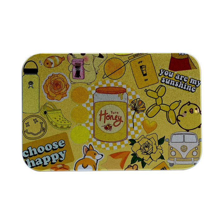 Marillo Pastel Zkt, Aesthetic, Stickers, Yellow Open Lid Metal Box (Silver)  