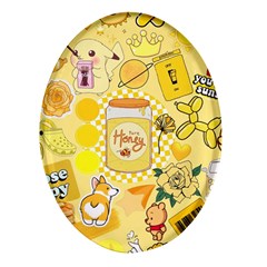 Marillo Pastel Zkt, Aesthetic, Stickers, Yellow Oval Glass Fridge Magnet (4 Pack) by kyorashop23