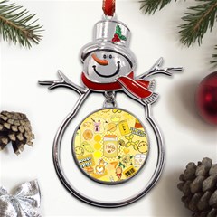 Marillo Pastel Zkt, Aesthetic, Stickers, Yellow Metal Snowman Ornament