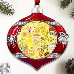 Marillo Pastel Zkt, Aesthetic, Stickers, Yellow Metal Snowflake And Bell Red Ornament