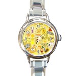 Marillo Pastel Zkt, Aesthetic, Stickers, Yellow Round Italian Charm Watch Front