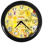 Marillo Pastel Zkt, Aesthetic, Stickers, Yellow Wall Clock (Black) Front