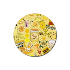 Marillo Pastel Zkt, Aesthetic, Stickers, Yellow Rubber Coaster (round) by kyorashop23