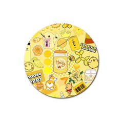 Marillo Pastel Zkt, Aesthetic, Stickers, Yellow Magnet 3  (round) by kyorashop23