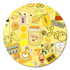 Marillo Pastel Zkt, Aesthetic, Stickers, Yellow Magnet 5  (round) by kyorashop23