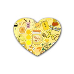 Marillo Pastel Zkt, Aesthetic, Stickers, Yellow Rubber Heart Coaster (4 Pack) by kyorashop23