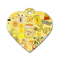 Marillo Pastel Zkt, Aesthetic, Stickers, Yellow Dog Tag Heart (two Sides) by kyorashop23