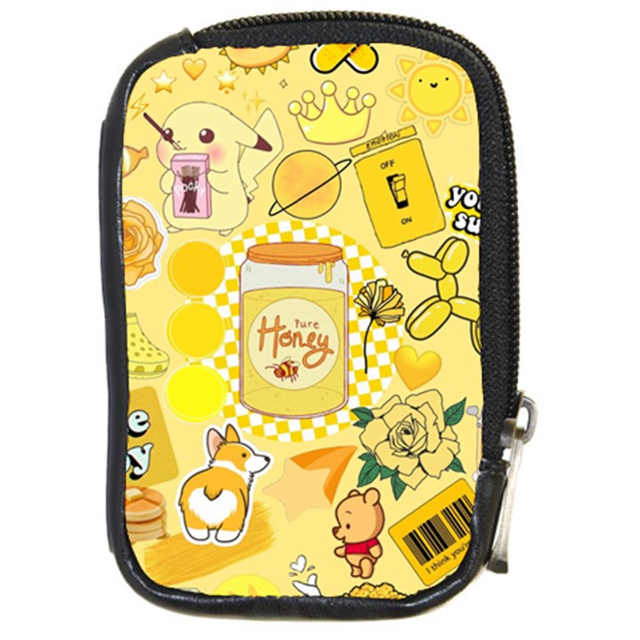 Marillo Pastel Zkt, Aesthetic, Stickers, Yellow Compact Camera Leather Case