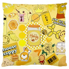 Marillo Pastel Zkt, Aesthetic, Stickers, Yellow Large Cushion Case (one Side) by kyorashop23