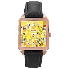 Marillo Pastel Zkt, Aesthetic, Stickers, Yellow Rose Gold Leather Watch  by kyorashop23