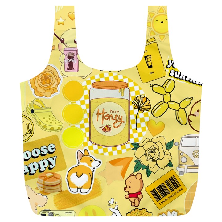 Marillo Pastel Zkt, Aesthetic, Stickers, Yellow Full Print Recycle Bag (XL)