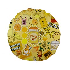 Marillo Pastel Zkt, Aesthetic, Stickers, Yellow Standard 15  Premium Flano Round Cushions by kyorashop23