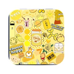 Marillo Pastel Zkt, Aesthetic, Stickers, Yellow Square Metal Box (black) by kyorashop23