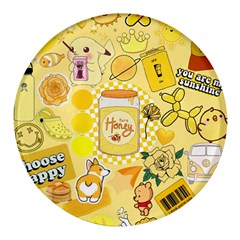 Marillo Pastel Zkt, Aesthetic, Stickers, Yellow Round Glass Fridge Magnet (4 Pack) by kyorashop23