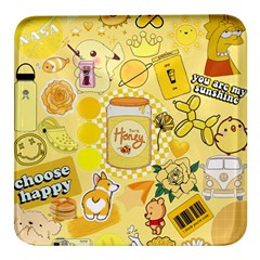 Marillo Pastel Zkt, Aesthetic, Stickers, Yellow Square Glass Fridge Magnet (4 Pack) by kyorashop23