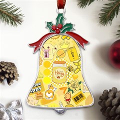 Marillo Pastel Zkt, Aesthetic, Stickers, Yellow Metal Holly Leaf Bell Ornament