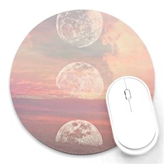 Moon Phase, Cloud, Clouds, Moon, Pastel Round Mousepad by kyorashop23