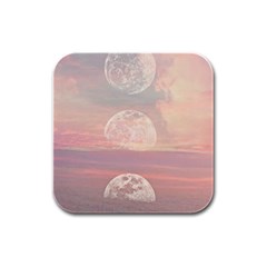 Moon Phase, Cloud, Clouds, Moon, Pastel Rubber Square Coaster (4 Pack) by kyorashop23