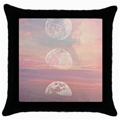 Moon Phase, Cloud, Clouds, Moon, Pastel Throw Pillow Case (black) by kyorashop23