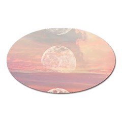 Moon Phase, Cloud, Clouds, Moon, Pastel Oval Magnet by kyorashop23