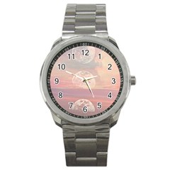 Moon Phase, Cloud, Clouds, Moon, Pastel Sport Metal Watch by kyorashop23