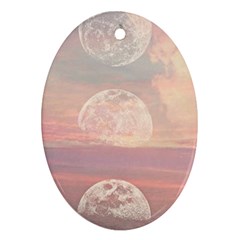 Moon Phase, Cloud, Clouds, Moon, Pastel Oval Ornament (two Sides) by kyorashop23