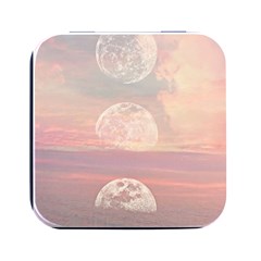 Moon Phase, Cloud, Clouds, Moon, Pastel Square Metal Box (black) by kyorashop23