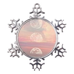 Moon Phase, Cloud, Clouds, Moon, Pastel Metal Large Snowflake Ornament by kyorashop23