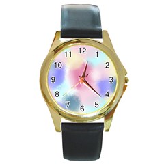 Pastel Ballons, Ballons, Round Gold Metal Watch