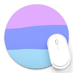 Pastel Colour, Blue, Lilac, Orange, Pastel, Pink, Romance Round Mousepad by kyorashop23