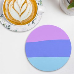 Pastel Colour, Blue, Lilac, Orange, Pastel, Pink, Romance Uv Print Round Tile Coaster by kyorashop23