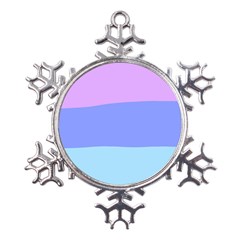 Pastel Colour, Blue, Lilac, Orange, Pastel, Pink, Romance Metal Large Snowflake Ornament by kyorashop23