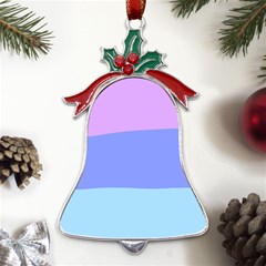 Pastel Colour, Blue, Lilac, Orange, Pastel, Pink, Romance Metal Holly Leaf Bell Ornament