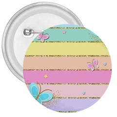 Pastel, Butterfly, Spring, Stripes, 3  Buttons by kyorashop23