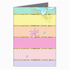 Pastel, Butterfly, Spring, Stripes, Greeting Cards (pkg Of 8)