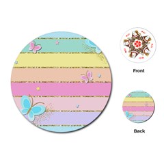 Pastel, Butterfly, Spring, Stripes, Playing Cards Single Design (round)