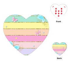 Pastel, Butterfly, Spring, Stripes, Playing Cards Single Design (heart)