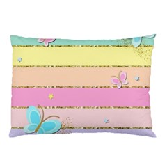 Pastel, Butterfly, Spring, Stripes, Pillow Case by kyorashop23