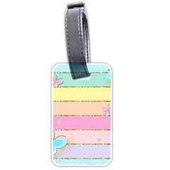 Pastel, Butterfly, Spring, Stripes, Luggage Tag (two Sides) by kyorashop23