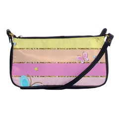 Pastel, Butterfly, Spring, Stripes, Shoulder Clutch Bag by kyorashop23