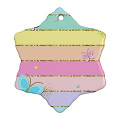 Pastel, Butterfly, Spring, Stripes, Snowflake Ornament (two Sides) by kyorashop23